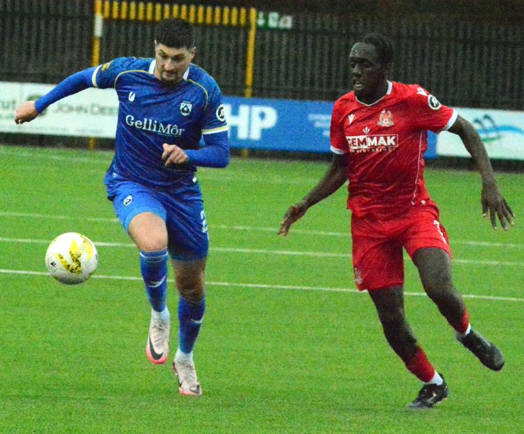 Ben Ahmun scored twice for Haverfordwest County